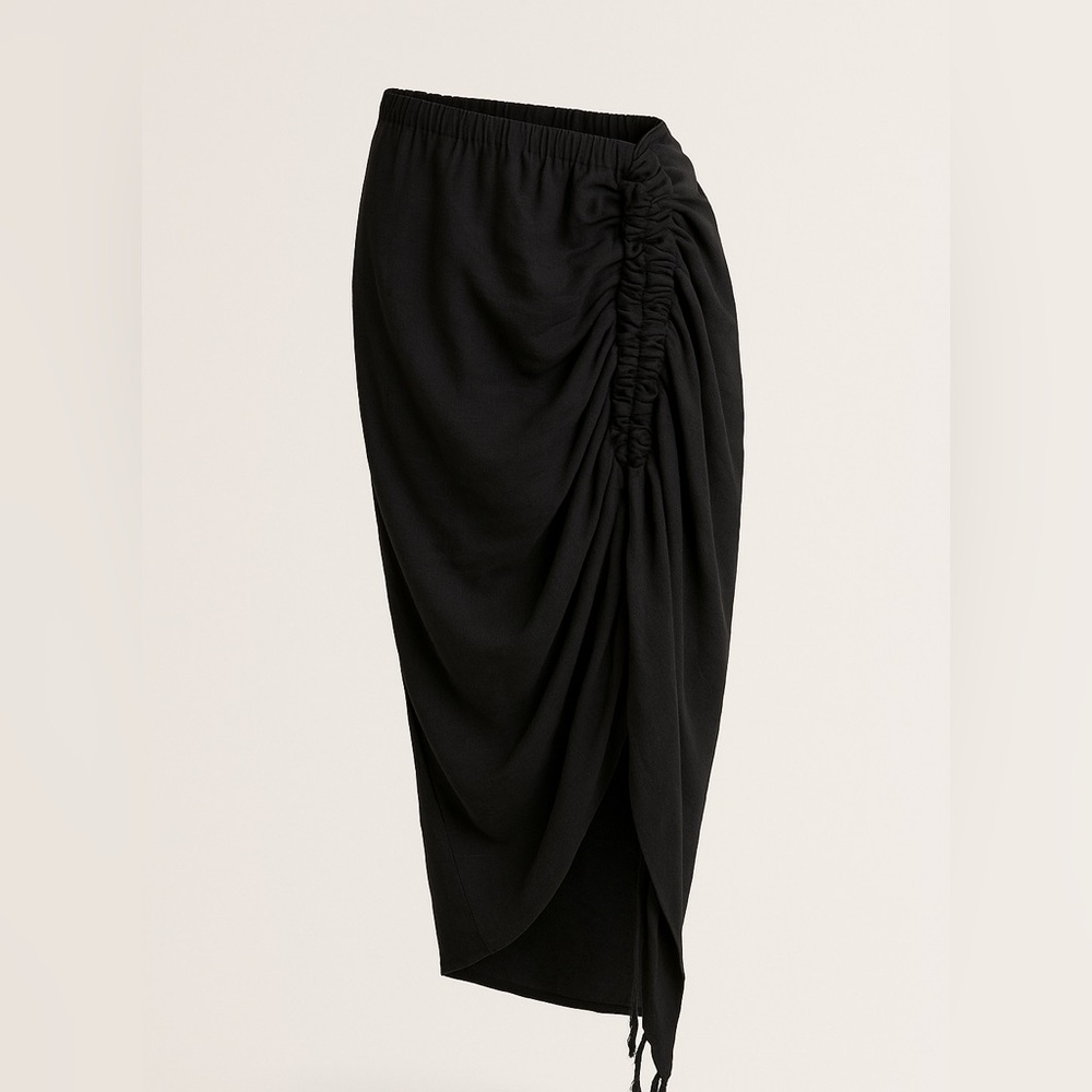 Just Bee Queen “Tulum” Ruched Sarong Skirt – Black (Size M) – NWOT